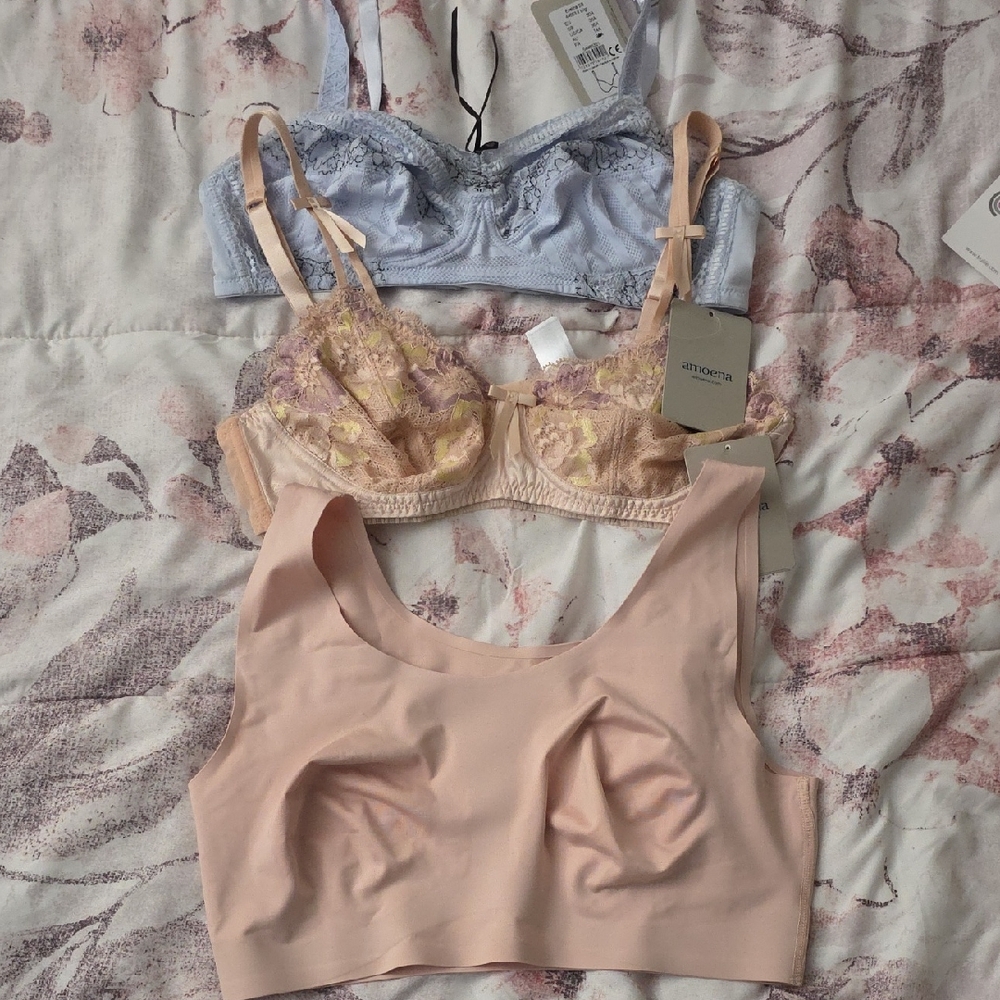 Bundle Of 3 NEW Amoena Women's Wire-Free Pocketed Mastectomy Bra Size 36A (M)